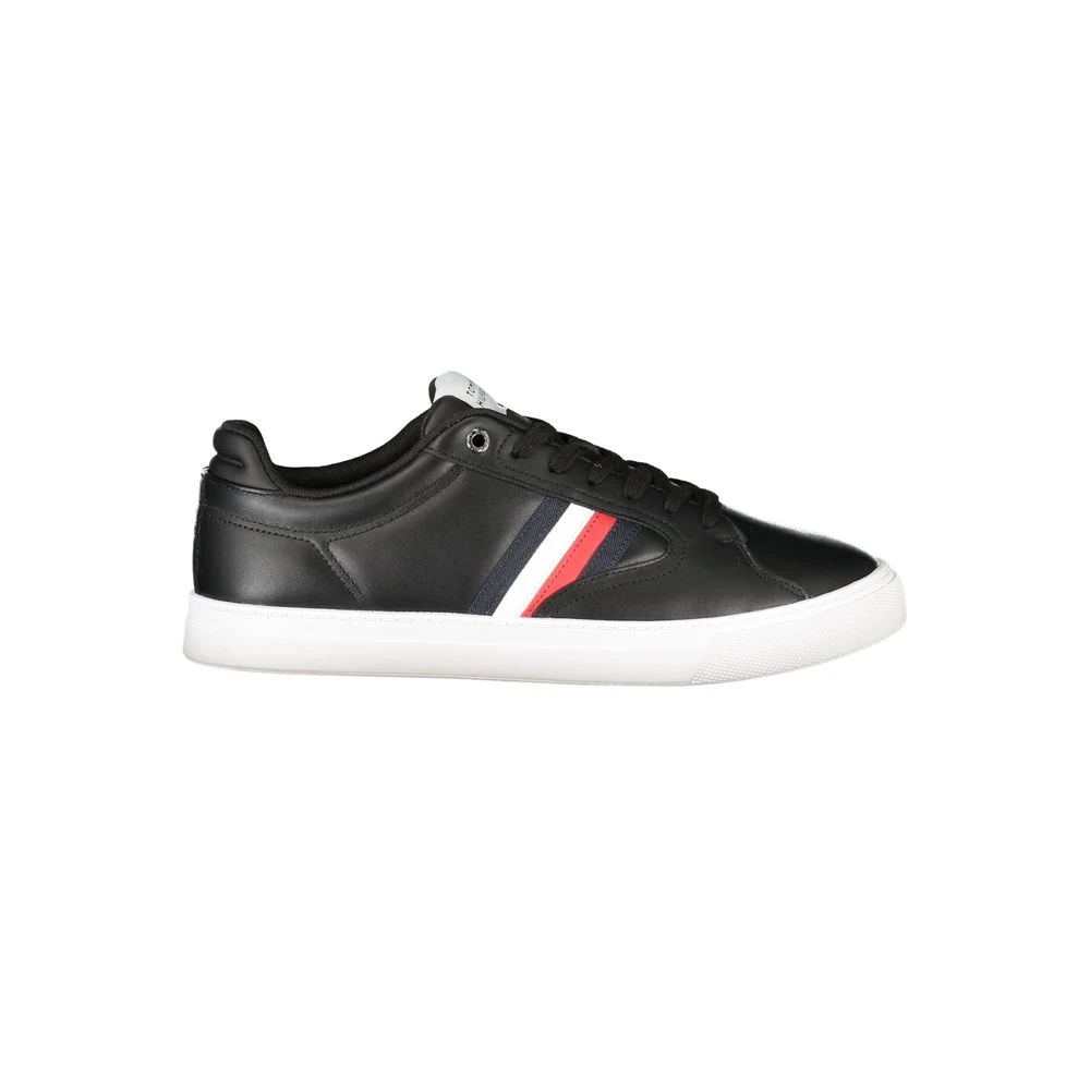 Tommy Hilfiger Men's Black Leather Sneaker Stylish Comfort