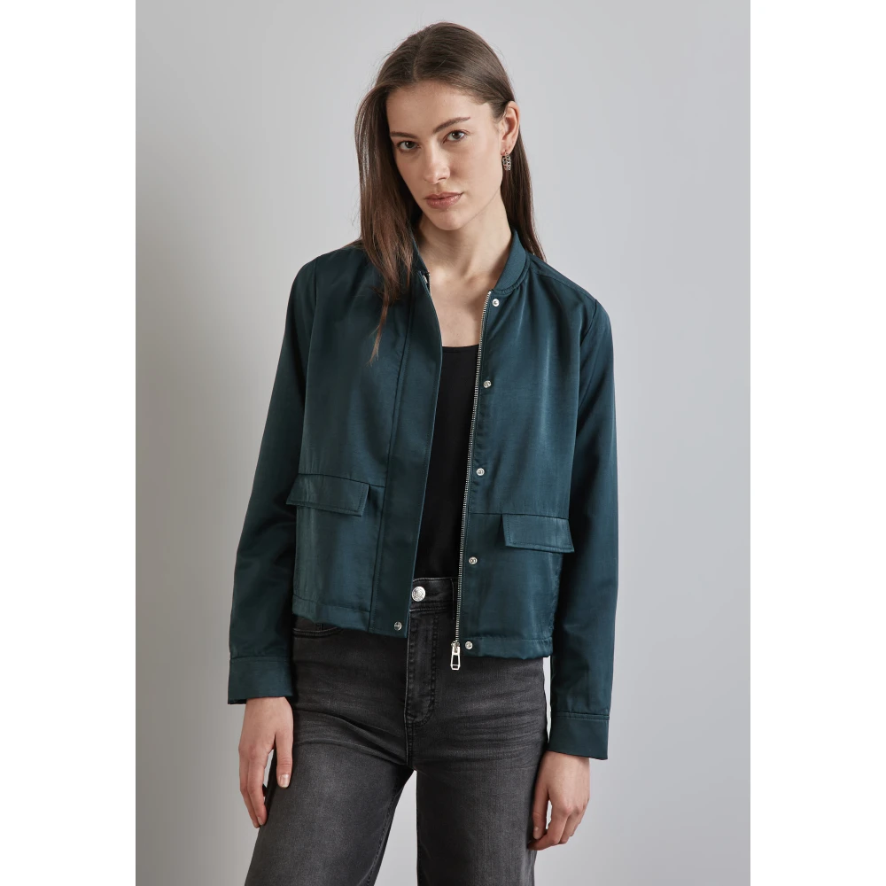 Street One Zijden Blouson Jas Green Dames