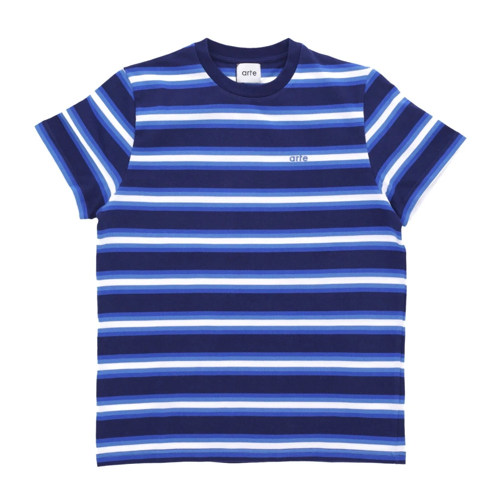 Arte Antwerp Gestreept Tee Blauw Katoen Geborduurd Logo Blue Heren