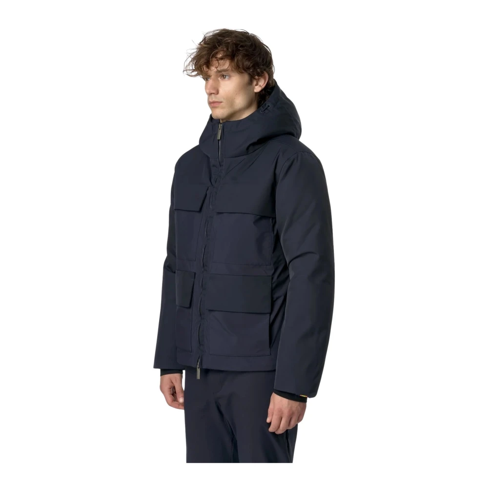 K-way Waterafstotende Stofmix Jas Blue Heren