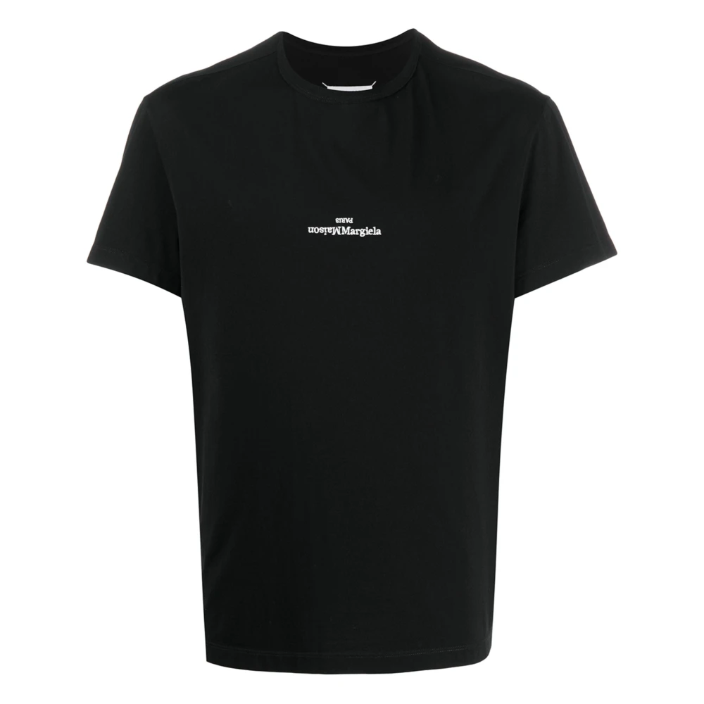 Maison Margiela Verwrongen Logo Katoenen T-shirt Black Heren