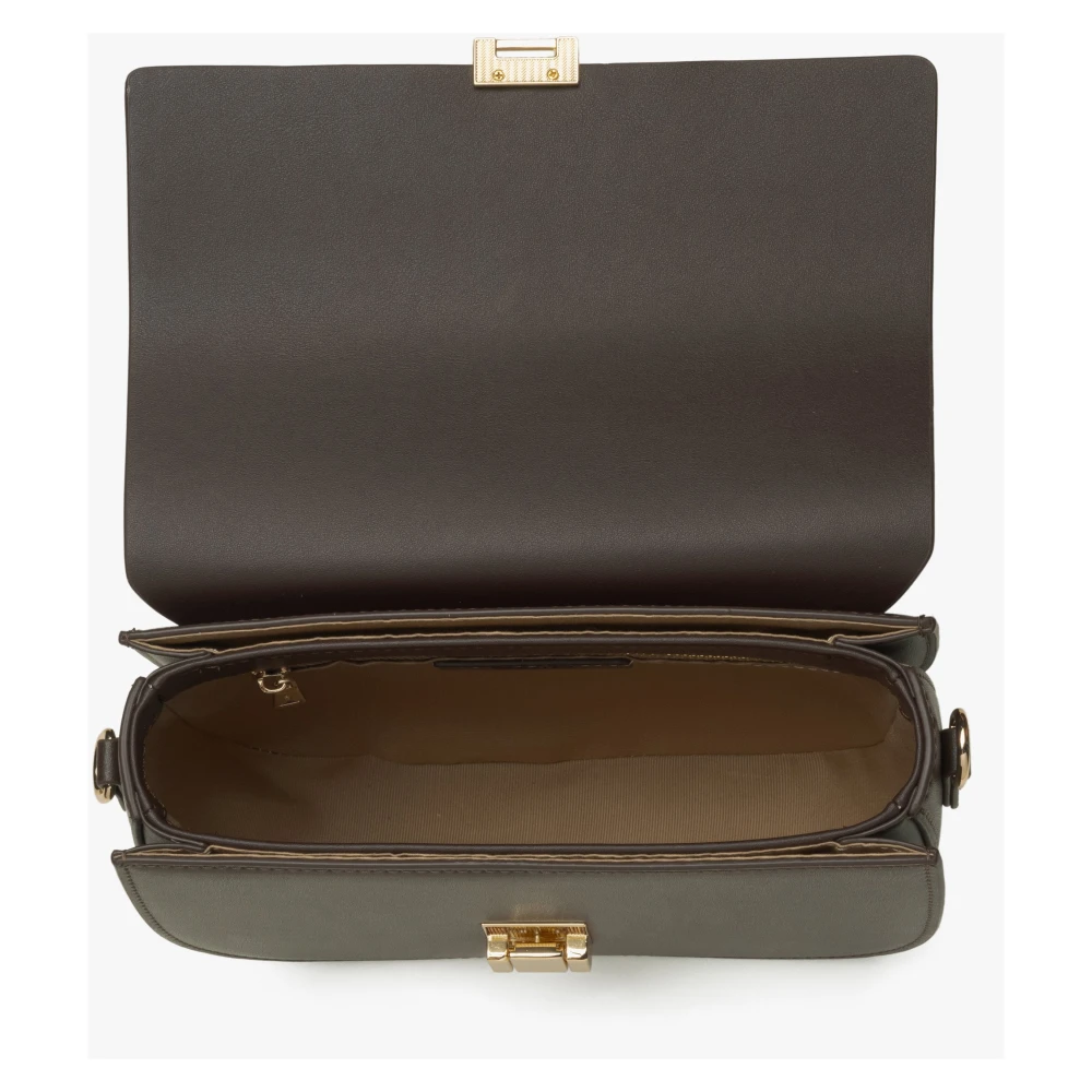 Estro Dames Donkerbruine Leren Schoudertas Er00115764 Brown Dames