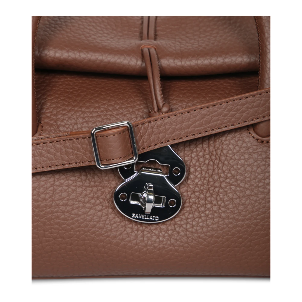 Zanellato Elegante Leren Schoudertas Brown Dames