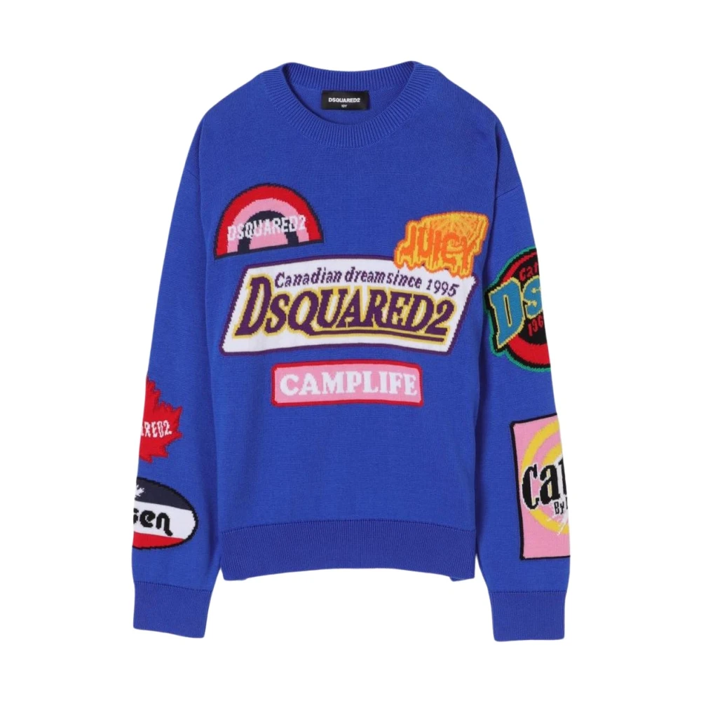 Dsquared2 Unisex Kids Blue Sweatshirts,, Kids Knitwear Pullover Jumper Size 16 Y