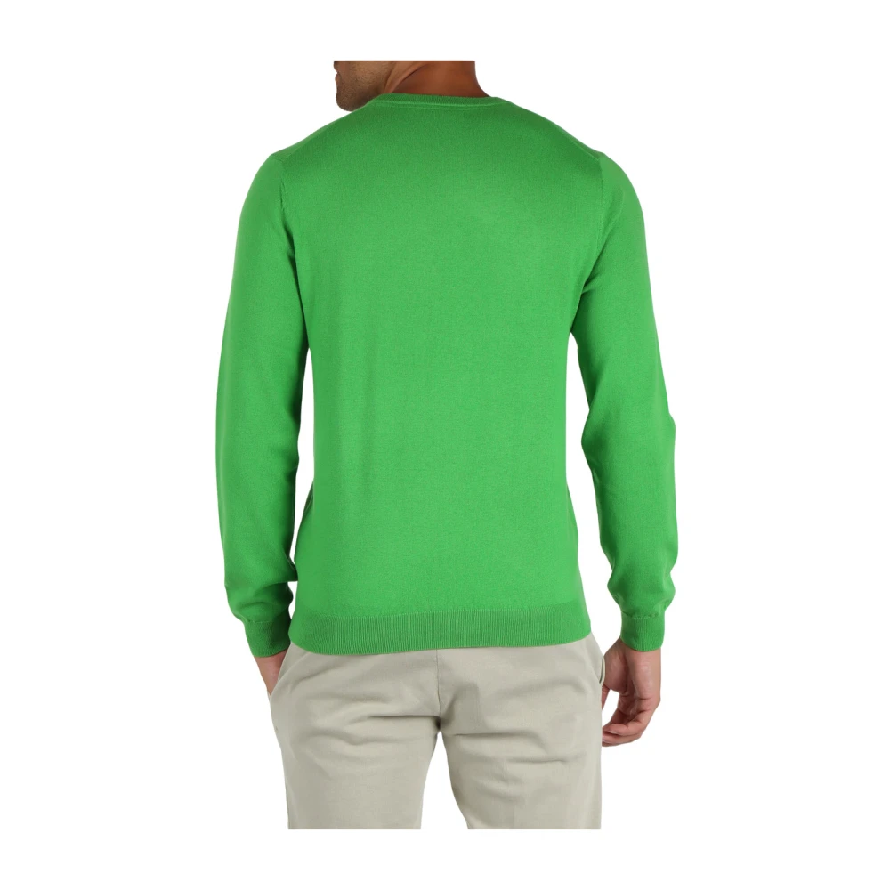 Sun68 Merino Wol Katoen Geborduurde Sweater Green Heren