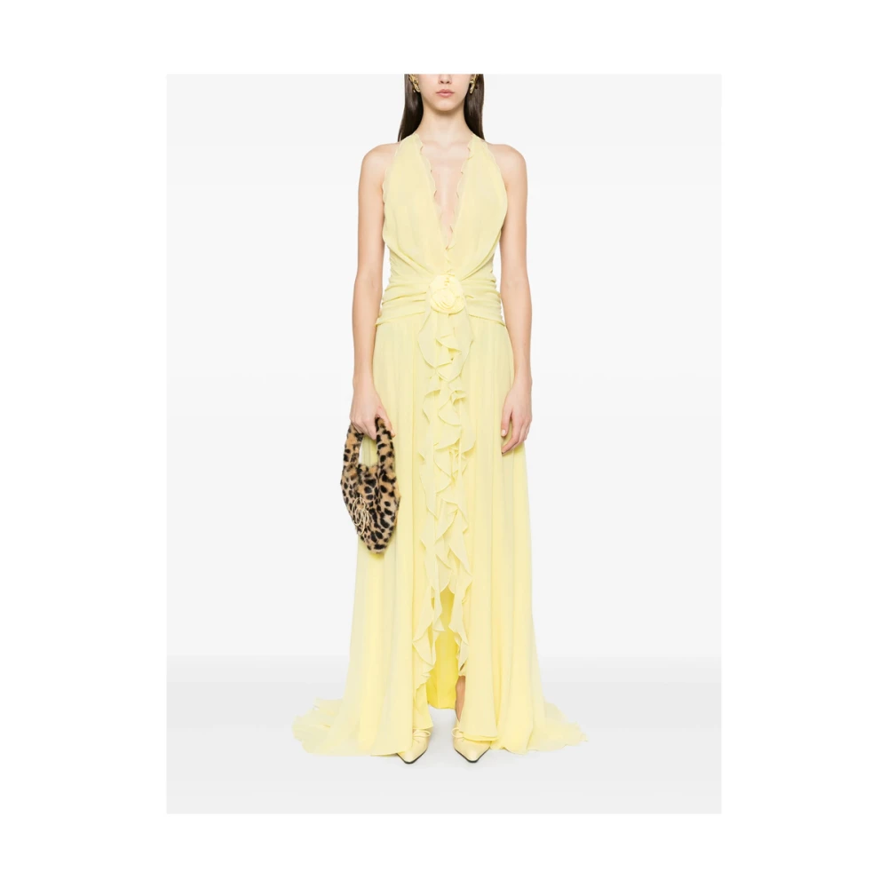 Blumarine Gele Halternek Jurk met Sjerp Detail Yellow Dames