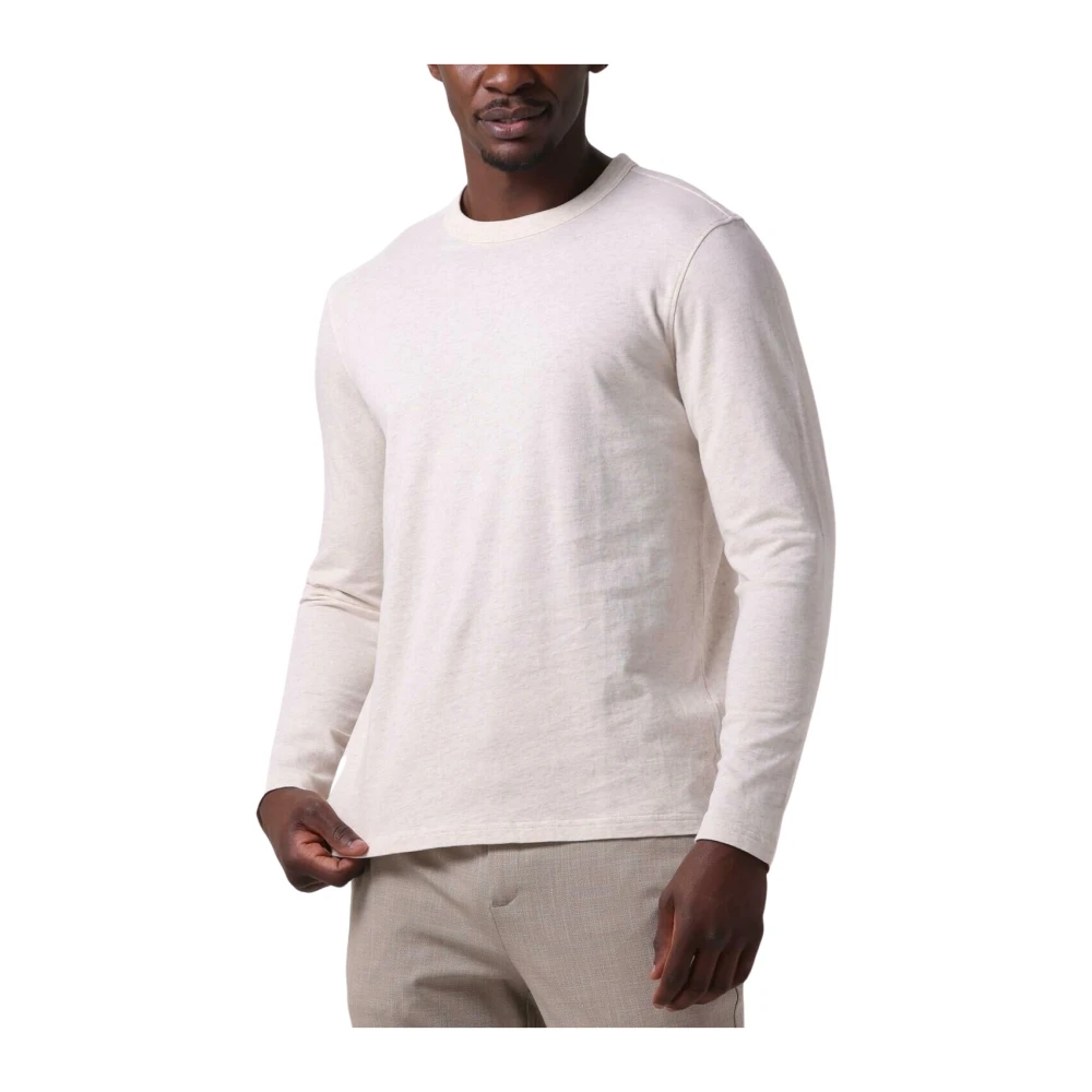 PROFUOMO Heren Polo's & T-shirts T-shirt Long Sleeve Beige