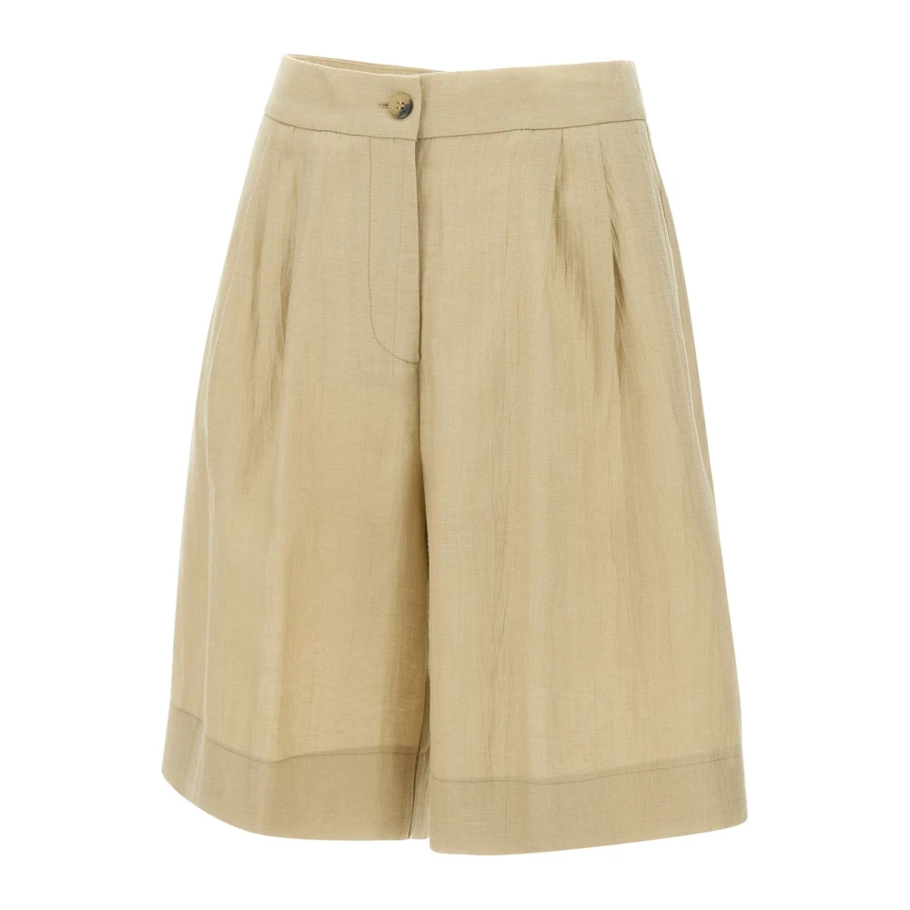 Kaos Linnen Damesshorts Touwkleur Beige Dames