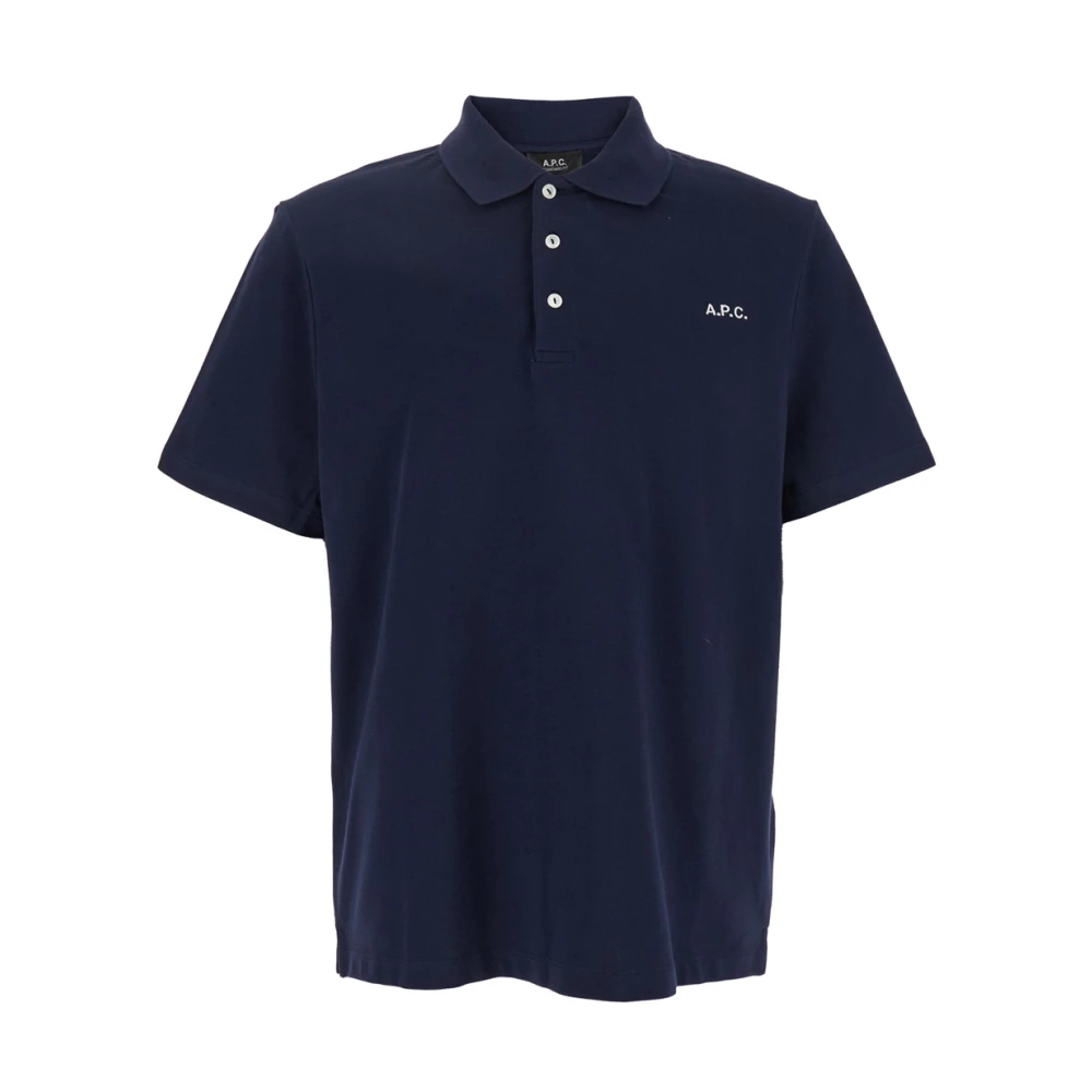 A.p.c. Katoenen poloshirt met geribbelde kraag Blue Heren