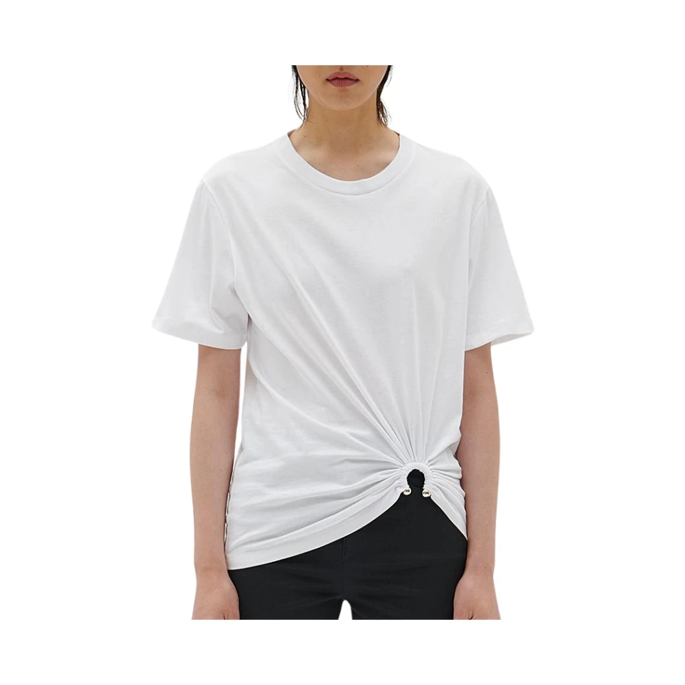 Barbara Bui Dames T-shirt met gedrapeerd effect in katoenen jersey White Dames