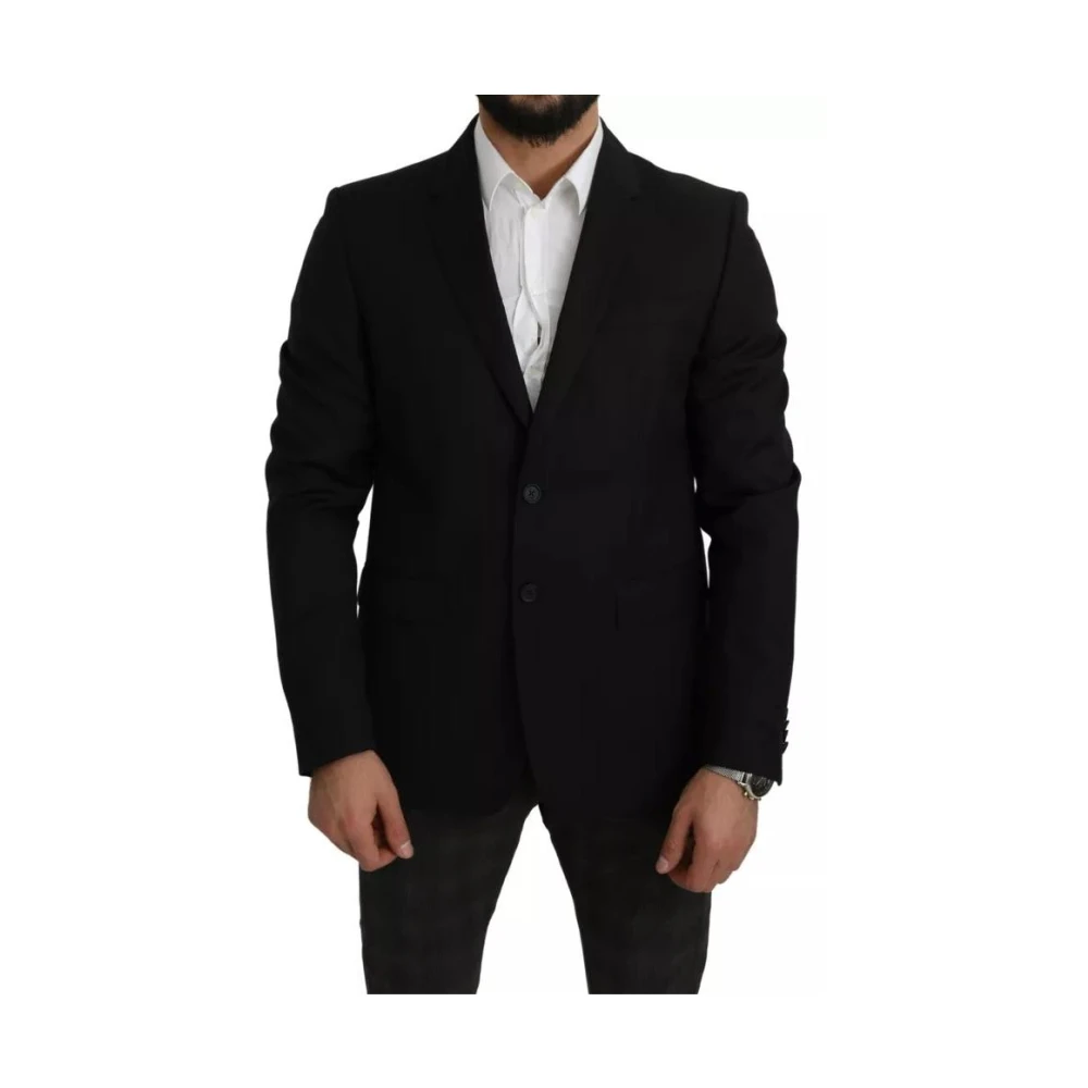 Dolce & Gabbana Men's Black Blazers, 2XL, Wool Slim Fit Blazer