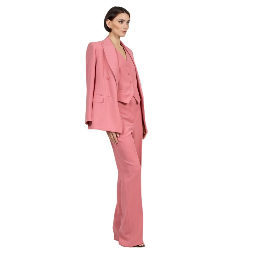 Max Mara Studio Dubbelbreasted wollen jas in Fard Pink Dames
