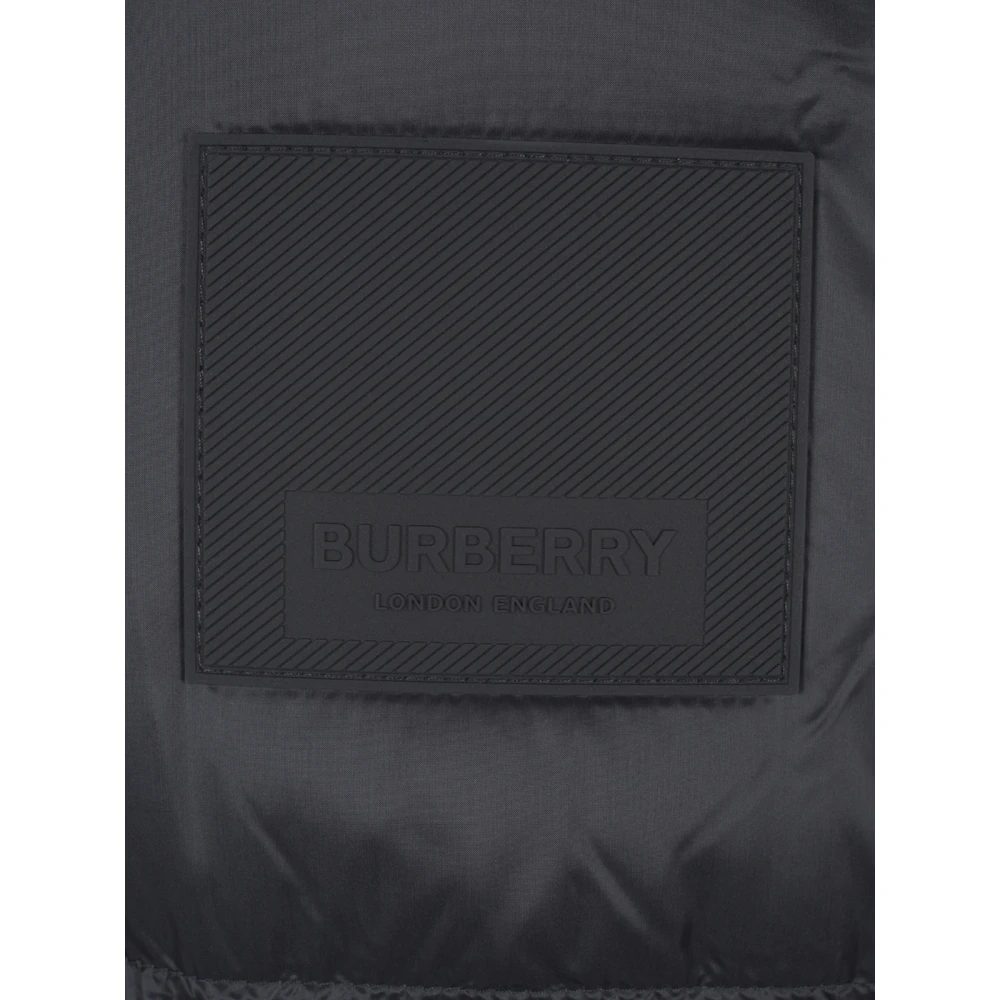 Burberry Zwarte Gewatteerde Nylon Jas met Afneembare Mouwen Black Heren