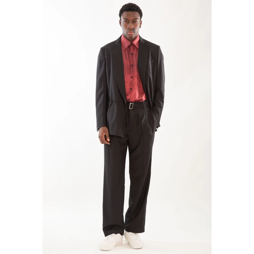 Costumein 3-Pleats Riem Broek Black Heren