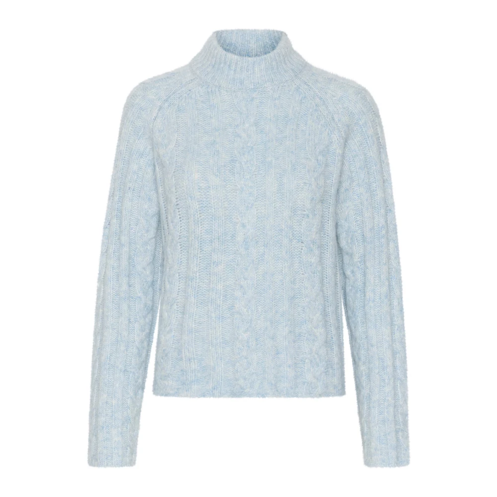 Kaffe Blå Stickad Pullover Tröja Blue, Dam