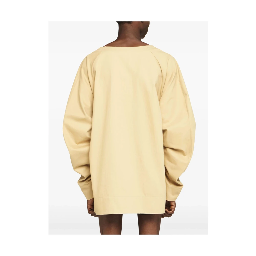 JW Anderson Beige V-hals Sweater met Asymmetrische Zoom Beige Heren