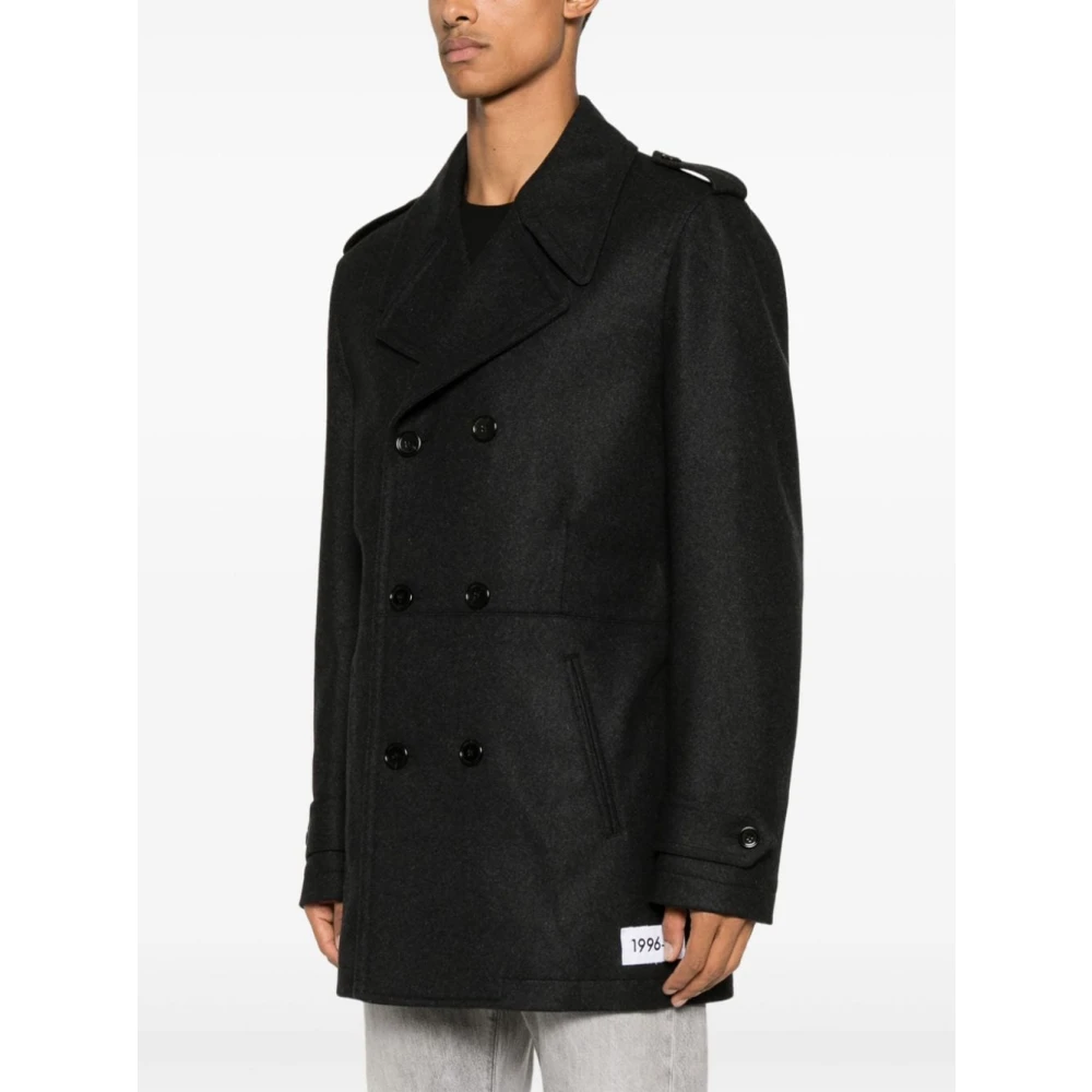 Dolce & Gabbana Grijze Wollen Blend Double-Breasted Jas Gray Heren