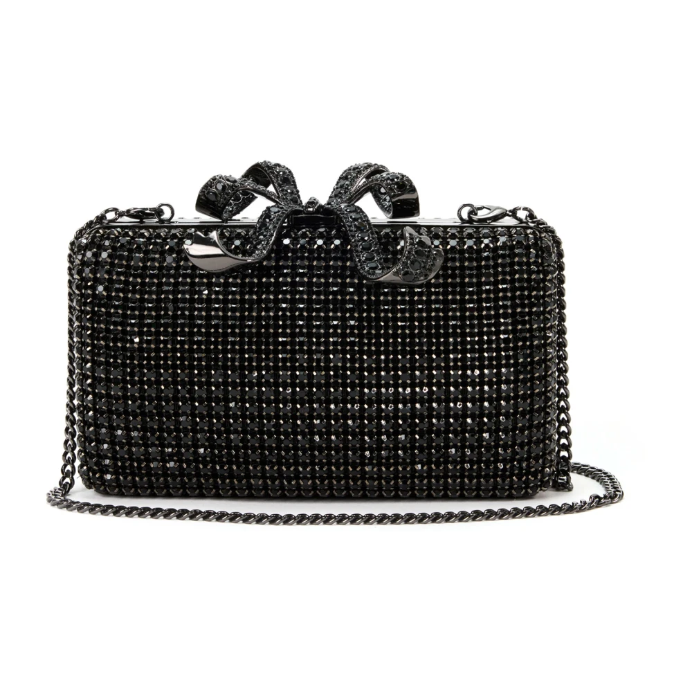 Self Portrait Rhinestone Clutch met Schouderband Black Dames