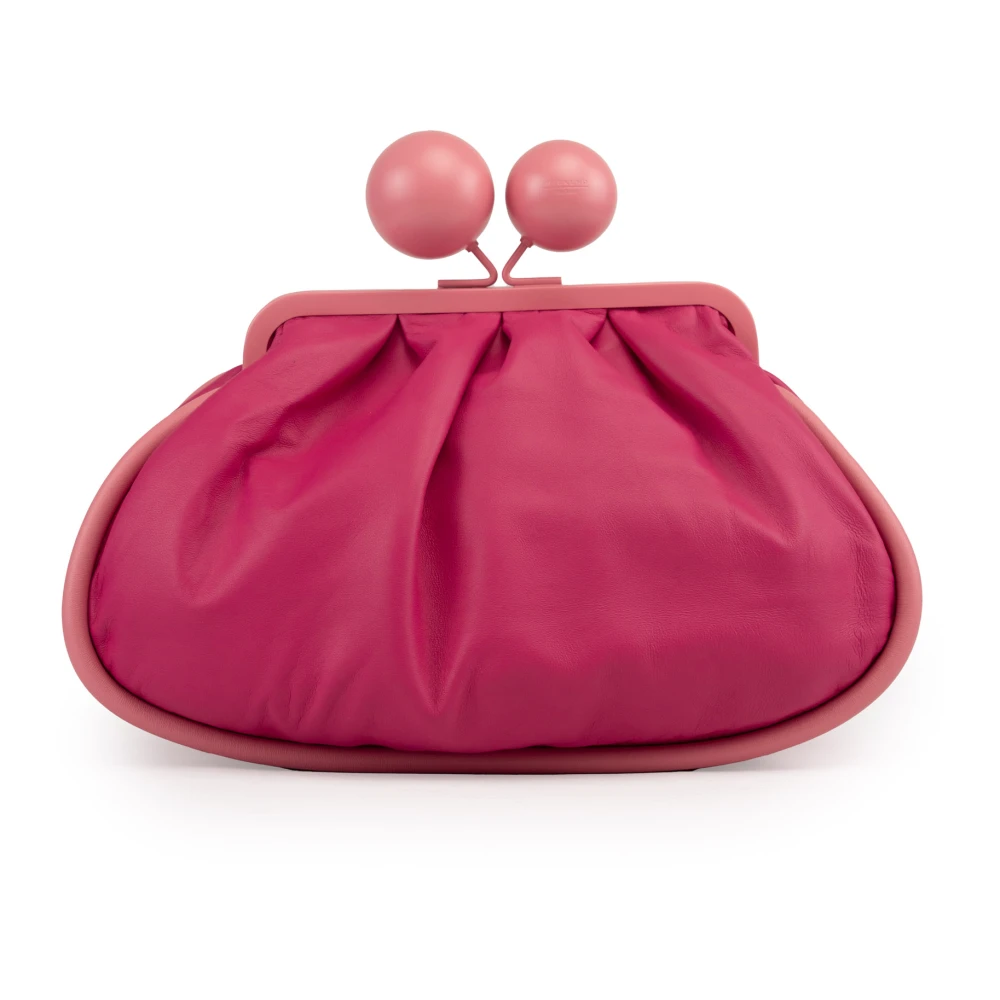 Max Mara Weekend Kersenleer Clutch Tas Pink Dames