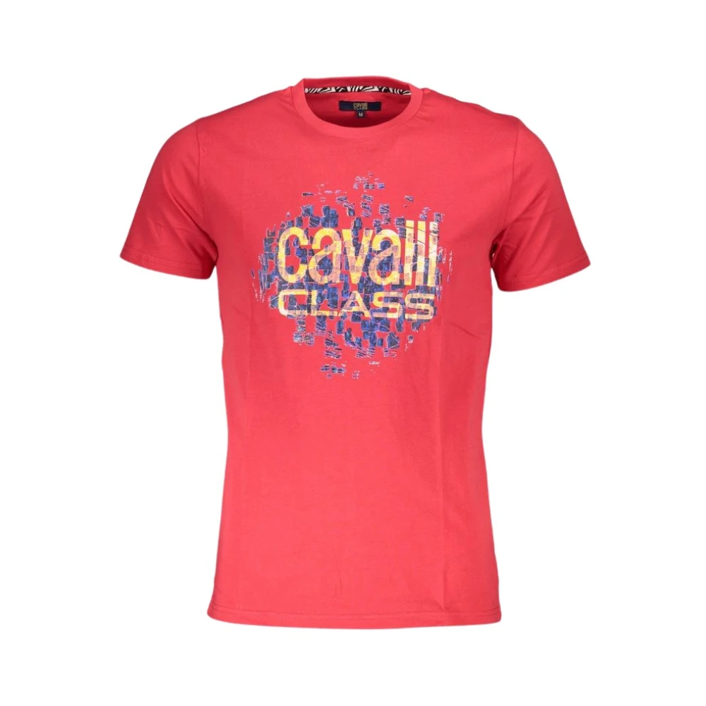 Cavalli Class Rood Katoen Logo Print T-Shirt Red Heren