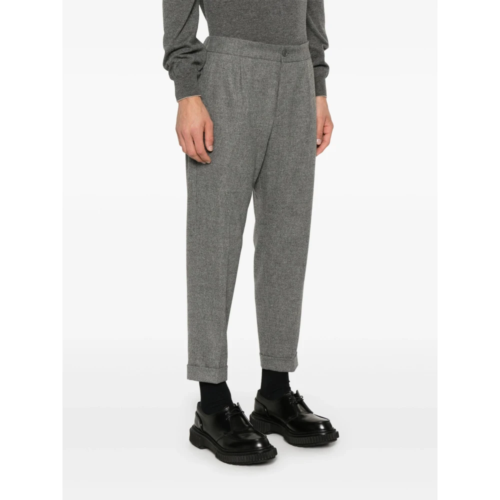 Hugo Boss Gemengde wollen broek met zakken Gray Heren