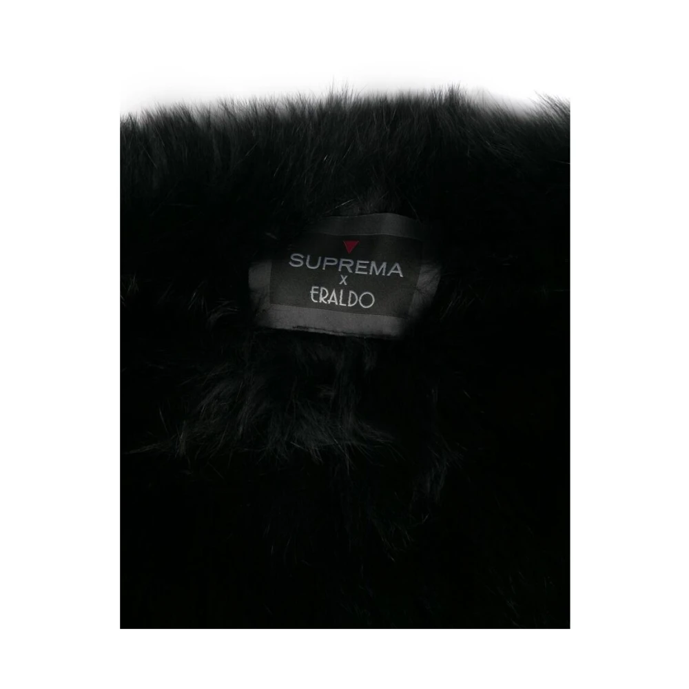 Suprema Zwarte Vossenbont Kraag Elastische Zoom Black Dames