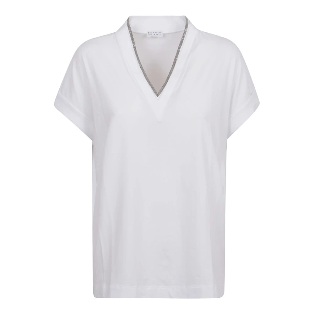 BRUNELLO CUCINELLI Witte T-shirts en Polos V-hals White Dames