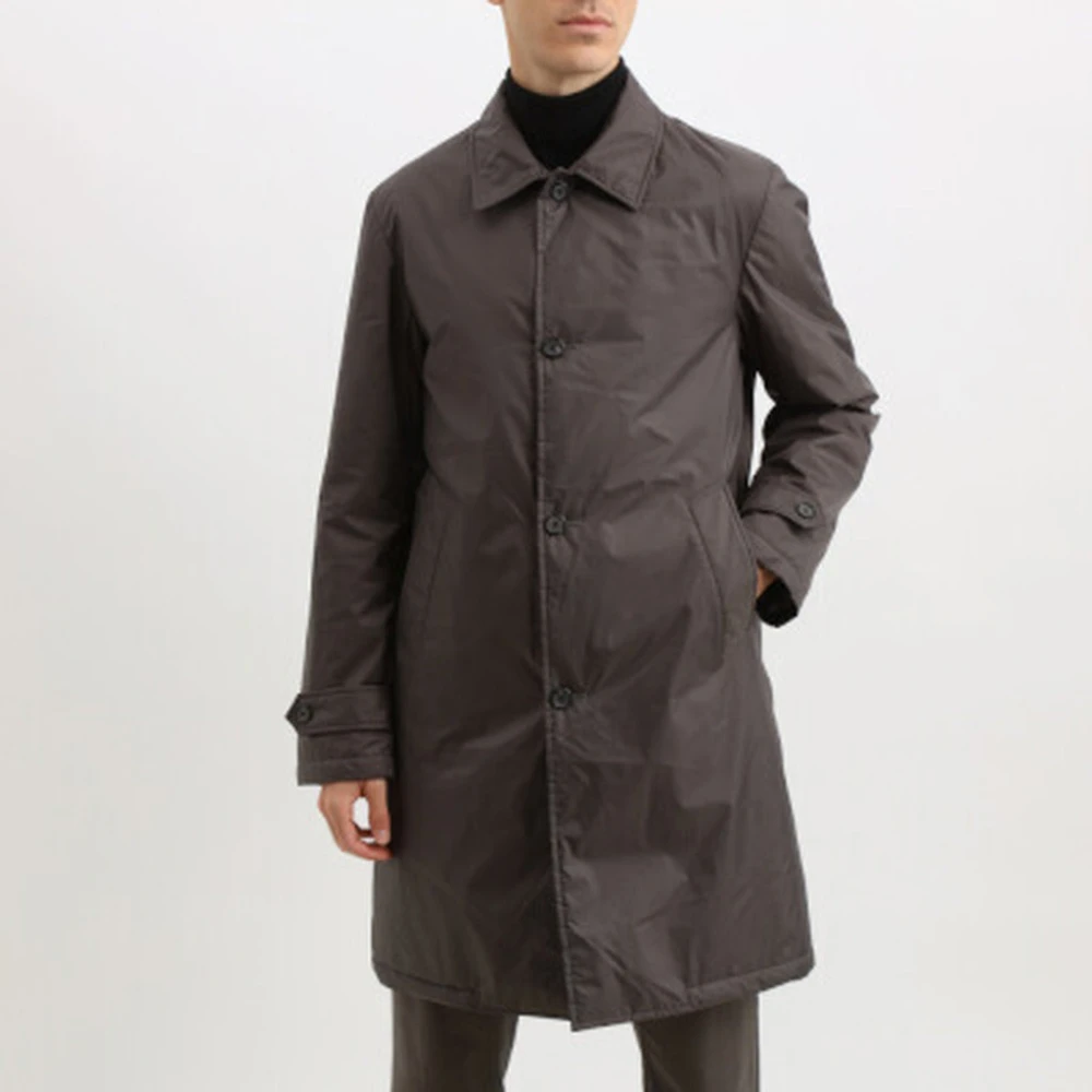 add Lange Bruine Thermische Gewatteerde Jas Brown Heren