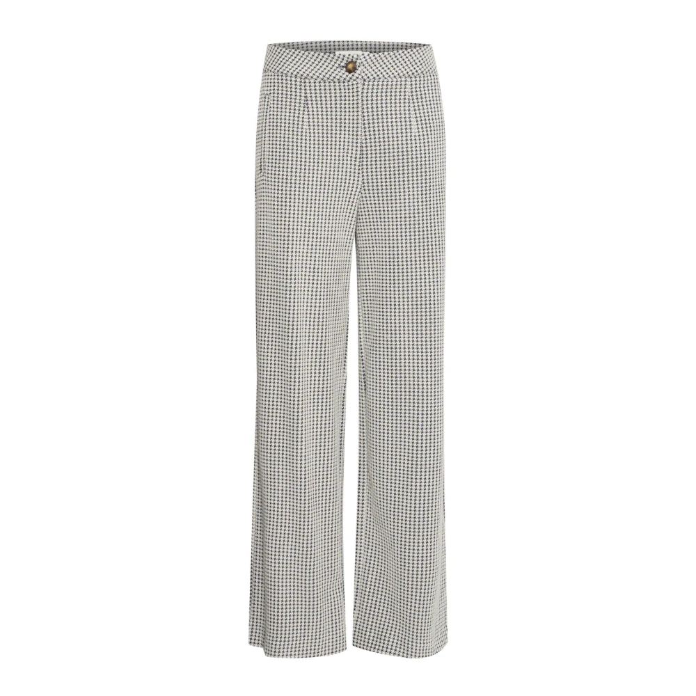 Ichi Blue Total Eclipse Straight-Leg Trousers - Female - Wide Trousers - Xl - Trousers