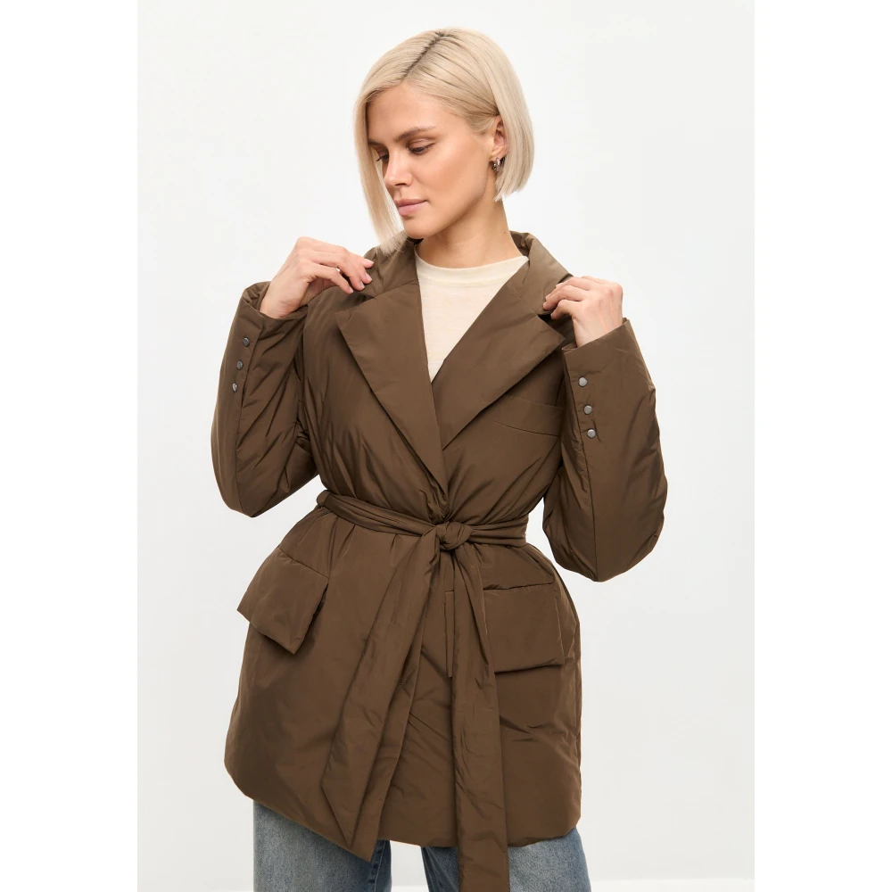 Cesare Gaspari Geriemde Gewatteerde Blazer Bruin Brown Dames