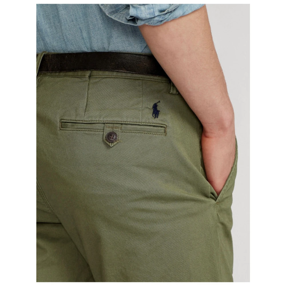 Polo Ralph Lauren Stretch Chino Broek met Logo Borduursel Green Heren