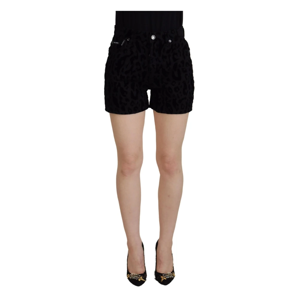 Dolce & Gabbana Prachtige Zwarte Denim Shorts met Middelhoge Taille Black Dames