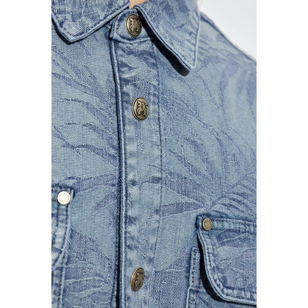 Palm Angels Denim overhemd Blue Heren