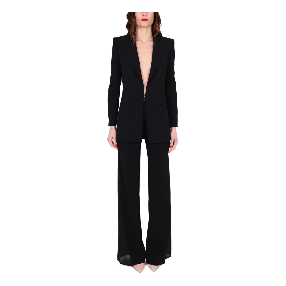 Elisabetta Franchi Elegante lange jas en palazzo broek Black Dames