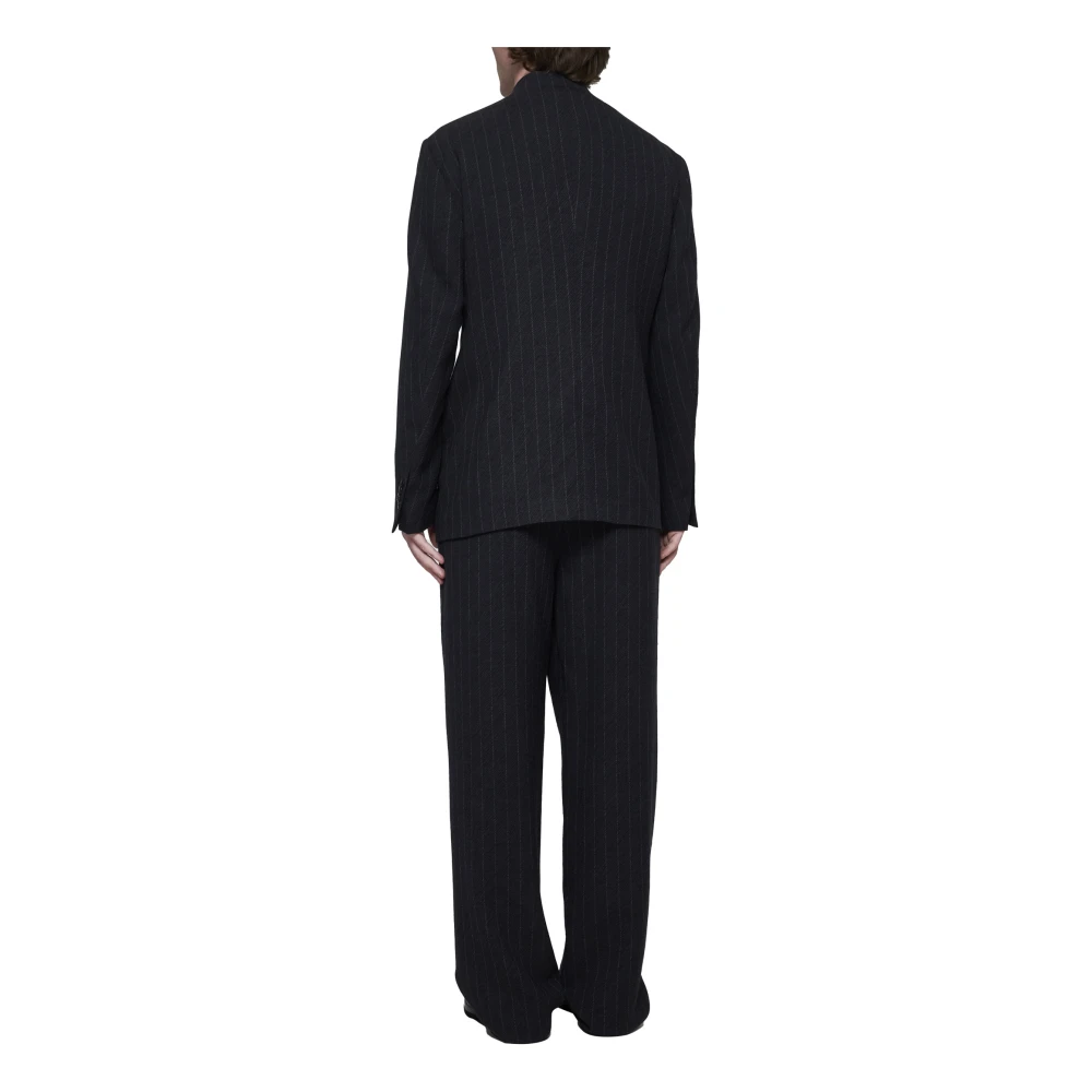 Giorgio Armani Zwart Gestreept Wollen Pak Black Heren