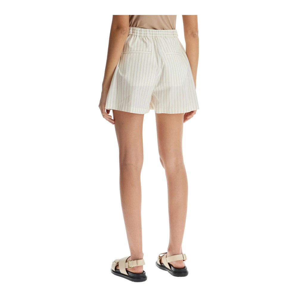 Marni Geplooide Pinstripe Shorts met Logo Borduurwerk White Dames