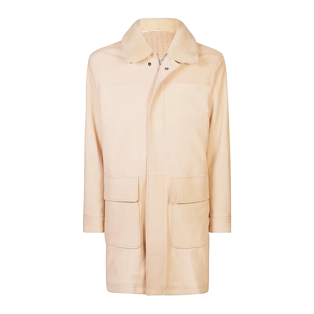 Eleventy Men's Beige Shearling Parka Coat - Parkas - 3XL - Coats