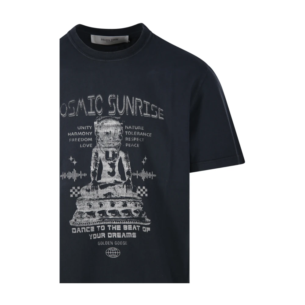 Golden Goose Regular Geverfd Bedrukt T-shirt Black Heren
