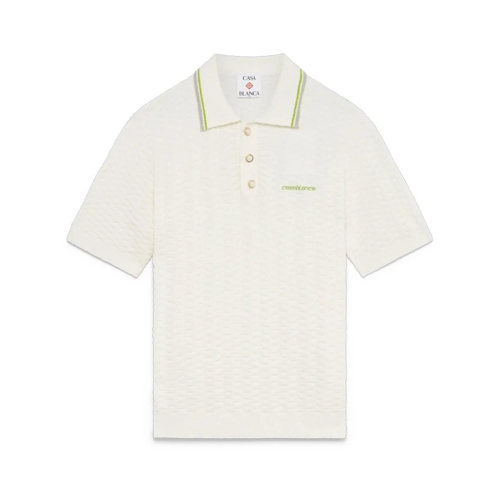 Casablanca Men's White Polo Shirts, M, Tennis Boucle Polo Shirt