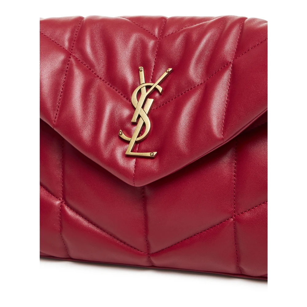 Saint Laurent Rode Gewatteerde Leren Schoudertas Red Dames