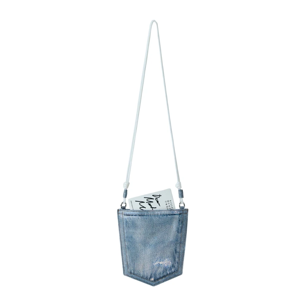 Mm6 Maison Margiela Vrouw Blauw Tassen Dames, One Size, Denim, Denim Pocket Bag