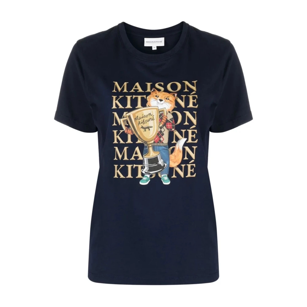 Maison Kitsuné Navy Fox Champion T-shirt Blue Dames