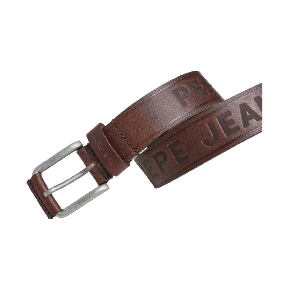Pepe Jeans Vintage Leren Riem Urban Stijl Brown Heren