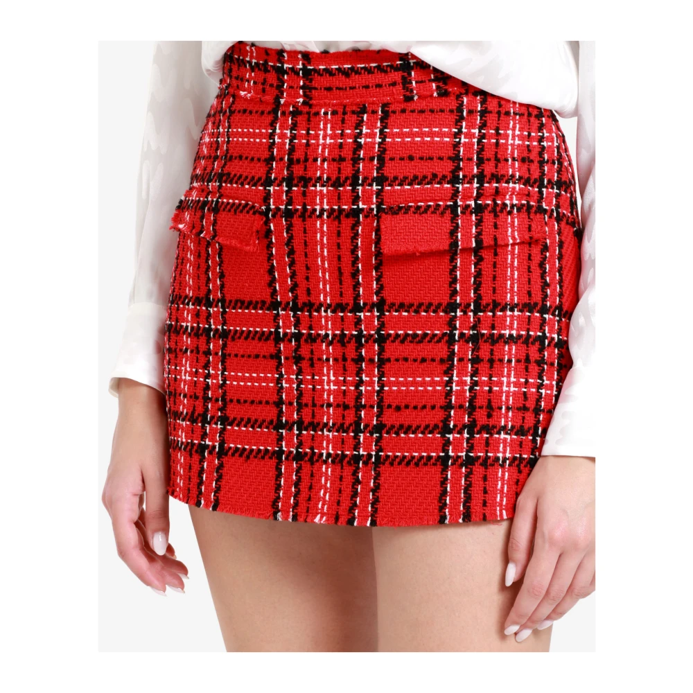 Msgm Tweed Tartan Shorts met Rok Detail Red Dames