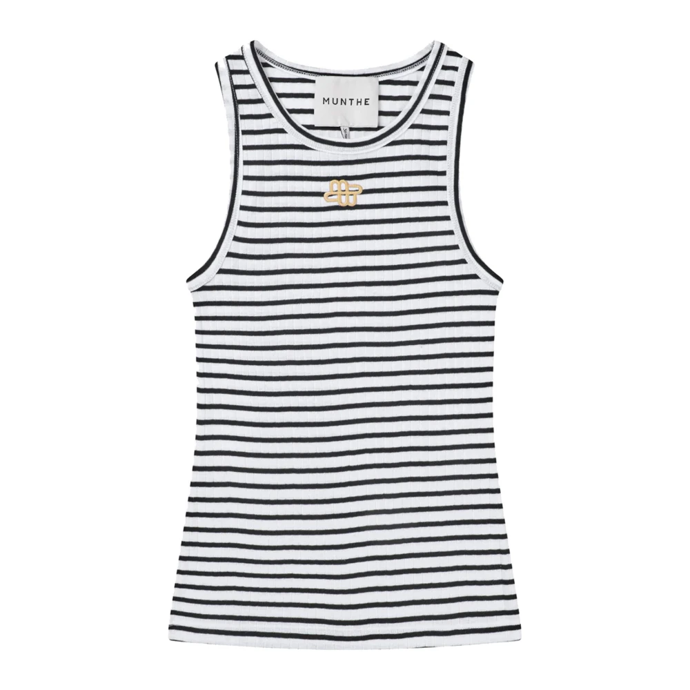 Munthe Zwarte Tanktop met Embleem Borduurwerk Black Dames