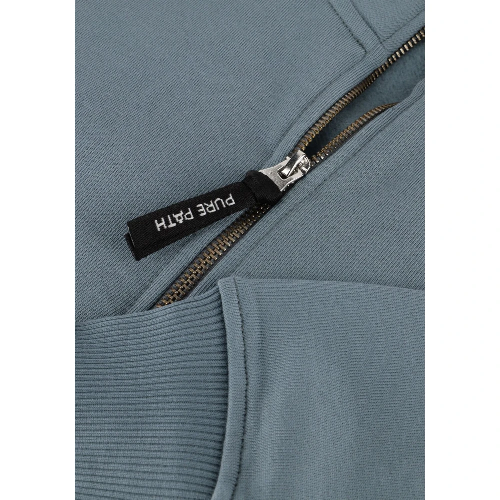 Pure Path Stijlvolle Loose Fit Halfzip Sweater Blue Heren