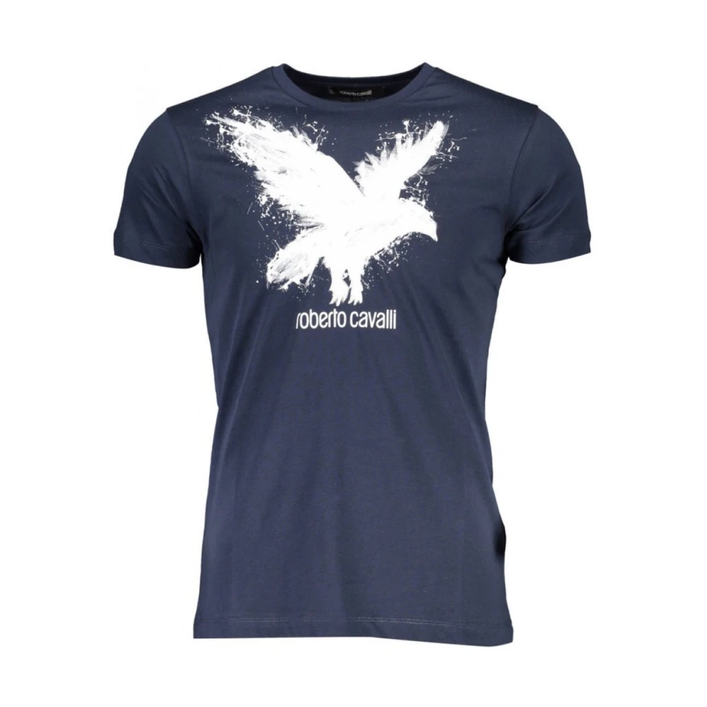 Roberto Cavalli Korte Mouw Tee in Blauw Blue Heren