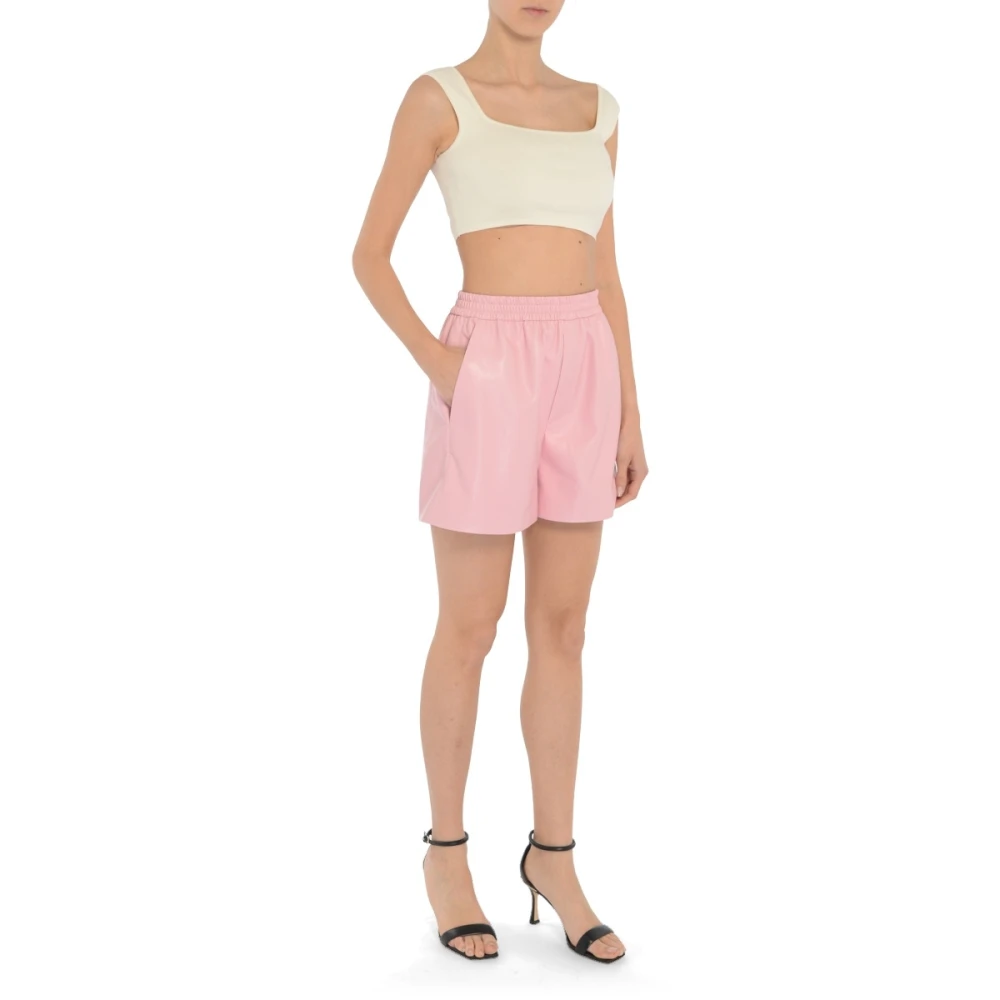 Nanushka Brenna Vegan Leren Shorts Pink Dames