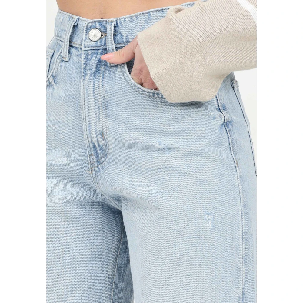 Only Heldere Blauwe Wijde Pijp Denim Jeans Blue Dames