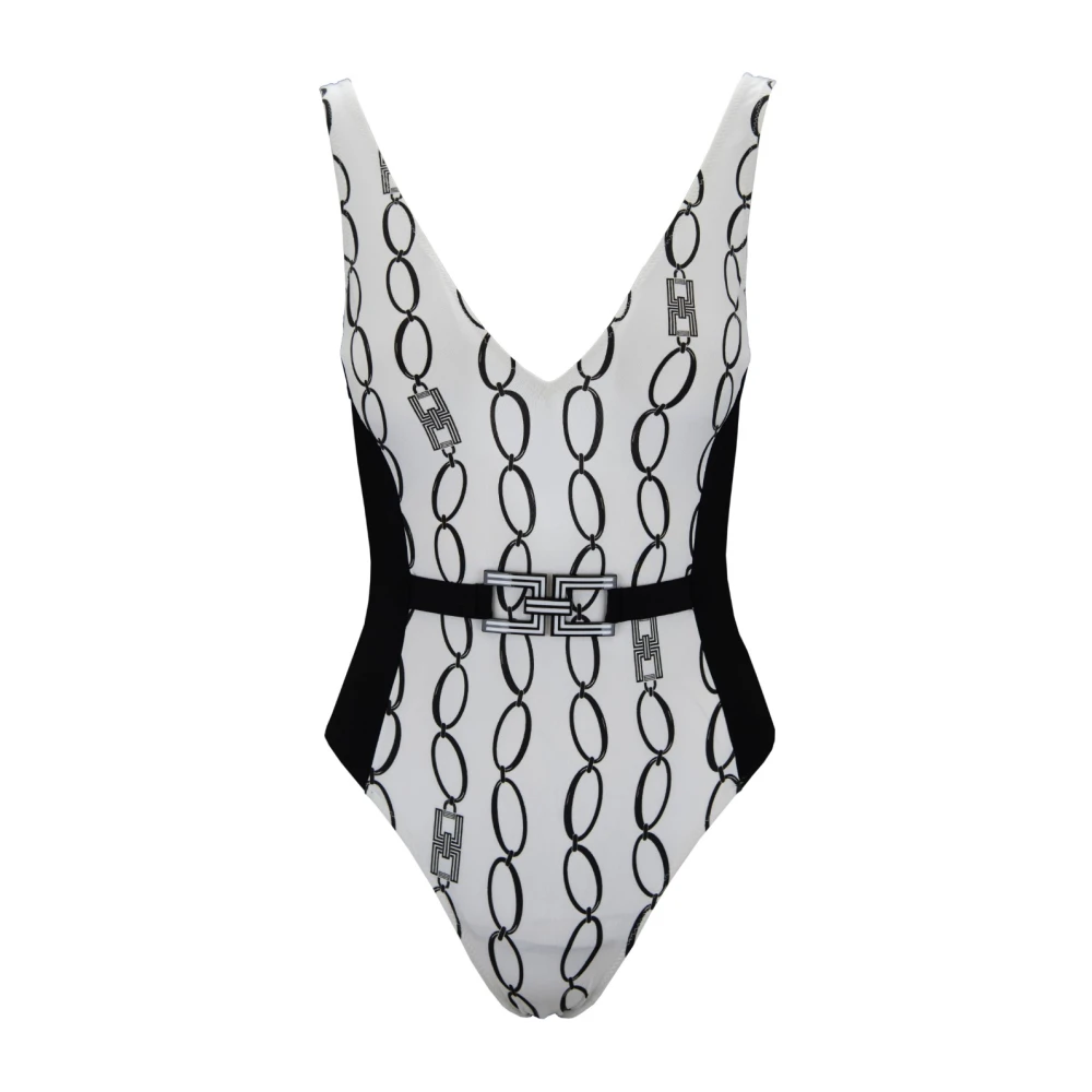 Elisabetta Franchi Eendelig badpak met V-hals White Dames